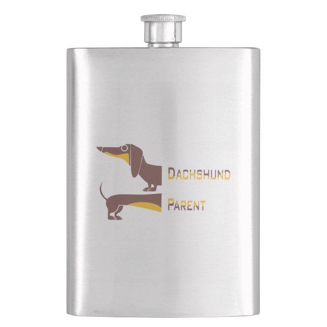 Funny cute dachshund for long dog parent hip flask (Front)