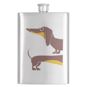 Funny cute dachshund for long dog parent hip flask