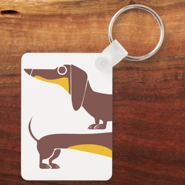 Funny cute dachshund for long dog parent key ring (Back)