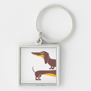 Funny cute dachshund for long dog parent key ring