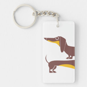 Funny cute dachshund for long dog parent key ring