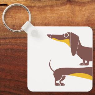 Funny cute dachshund for long dog parent key ring