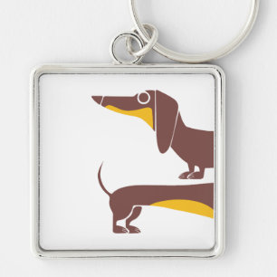 Funny cute dachshund for long dog parent key ring
