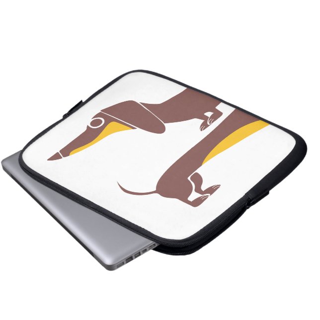 Funny cute dachshund for long dog parent laptop sleeve (Front Bottom)