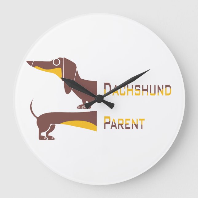 Funny cute dachshund for long dog parent large clock (Front)