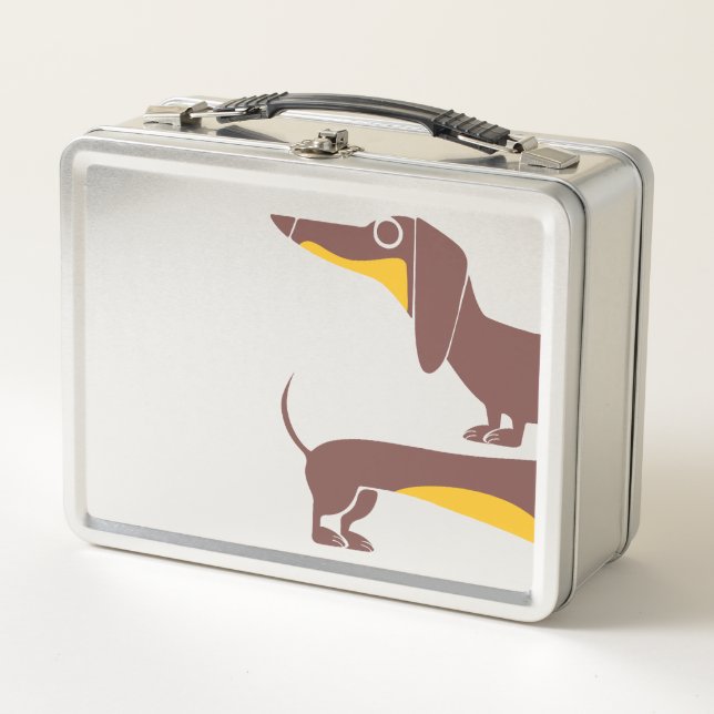 Funny cute dachshund for long dog parent metal lunch box (Front)