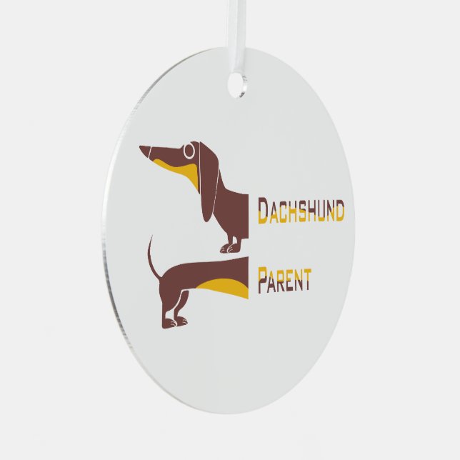 Funny cute dachshund for long dog parent metal tree decoration (Front Right)