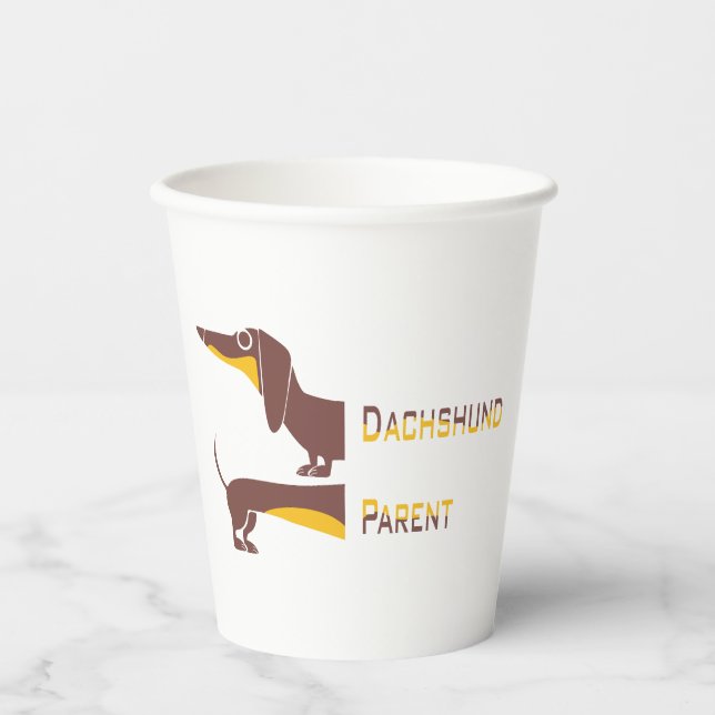 Funny cute dachshund for long dog parent paper cups (Front)