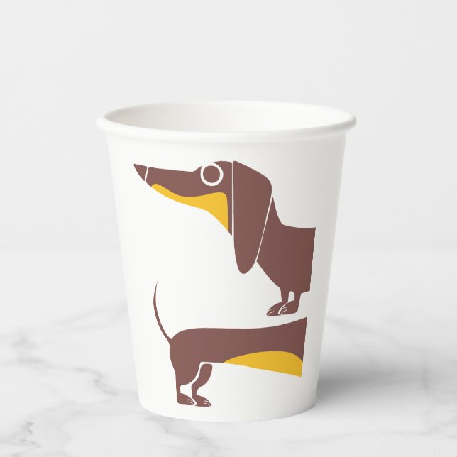 Funny cute dachshund for long dog parent paper cups (Front)