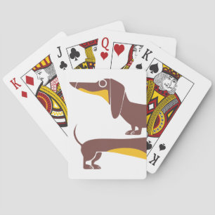 Funny cute dachshund for long dog parent playing cards