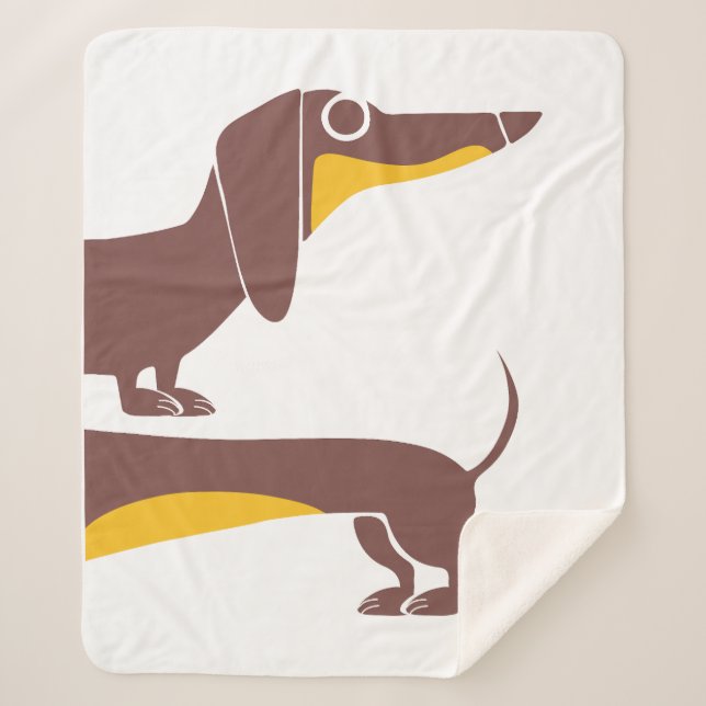 Funny cute dachshund for long dog parent sherpa blanket (Front)