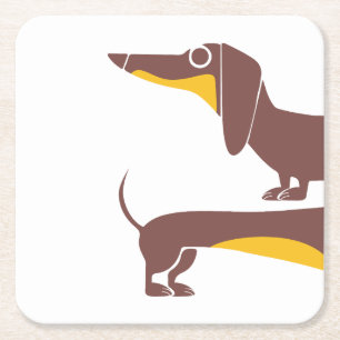 Funny cute dachshund for long dog parent square paper coaster
