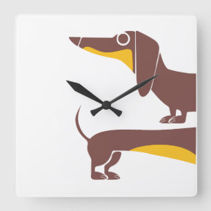 Funny cute dachshund for long dog parent square wall clock