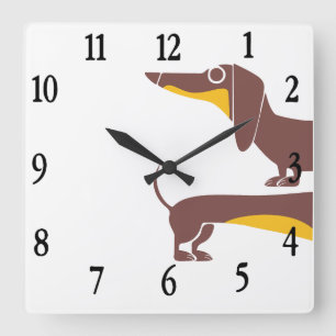 Funny cute dachshund for long dog parent square wall clock