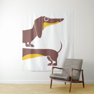 Funny cute dachshund for long dog parent tapestry