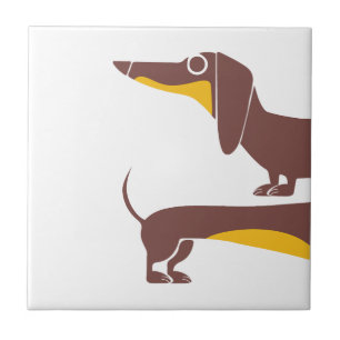 Funny cute dachshund for long dog parent tile