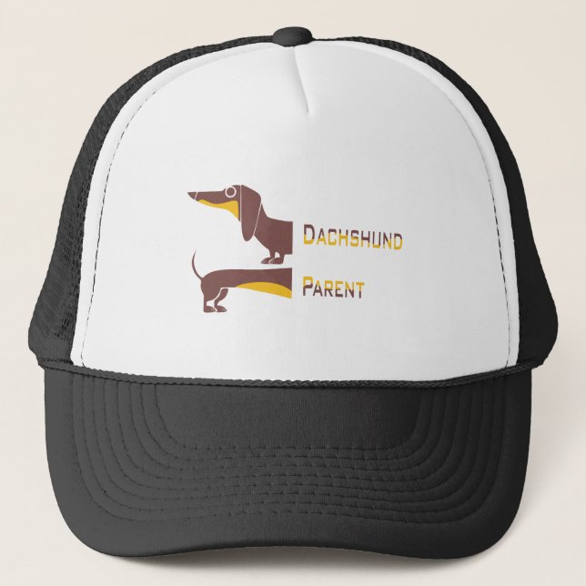 Funny cute dachshund for long dog parent trucker hat (Front)