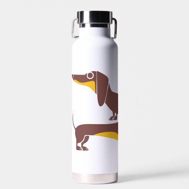 Funny cute dachshund for long dog parent water bottle (Front)