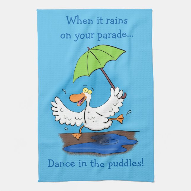 Funny cute dancing duck cartoon kitchen towel (Vertical)