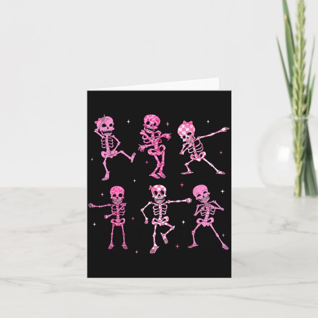 Funny Cute Dancing Skeleton Halloween Costume Shir Card (Front)