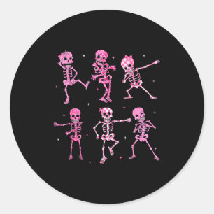 Funny Cute Dancing Skeleton Halloween Costume Shir Classic Round Sticker