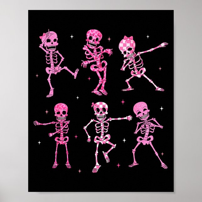 Funny Cute Dancing Skeleton Halloween Costume Shir Poster (Front)