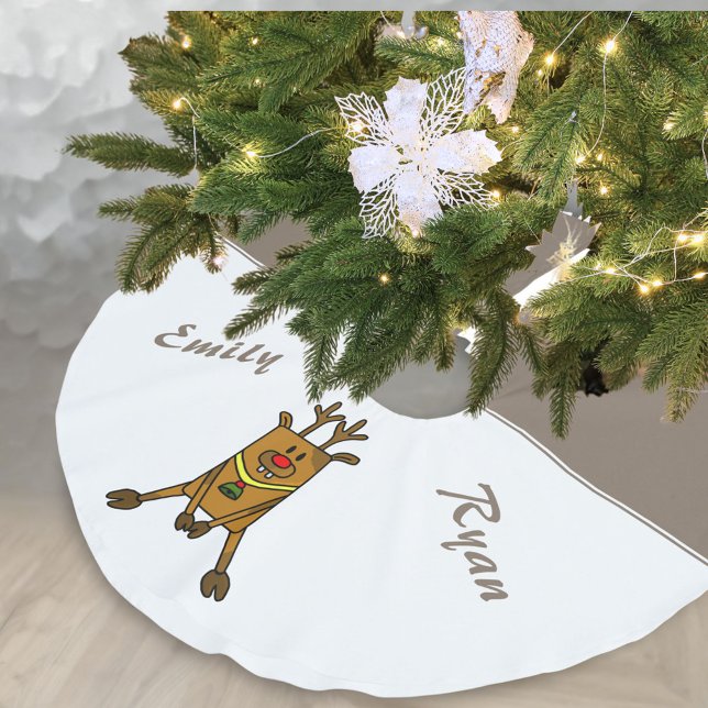 Funny Cute Deer Kids Name Brushed Polyester Tree Skirt (Creator Uploaded)