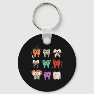 Funny Cute Dental Hygiene Monsters Teeth Squad Hal Key Ring