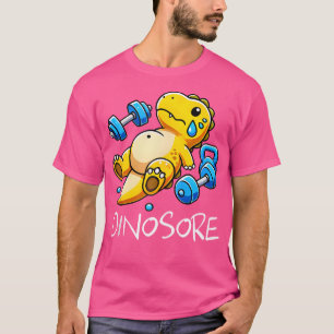 Funny Cute Dinosaur Workout Gym Fitness Weightlift T-Shirt