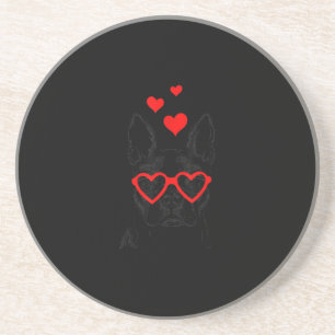 Funny Cute Dog American Boston Terrier Valentine Coaster