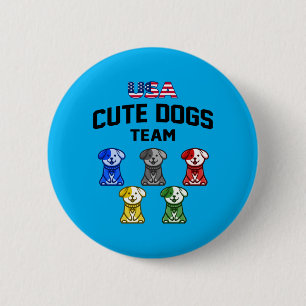 Funny Cute Dogs Usa Puppy Team 6 Cm Round Badge
