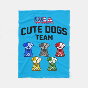 Funny Cute Dogs Usa Puppy Team Fleece Blanket