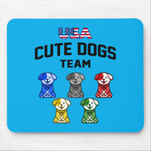 Funny Cute Dogs Usa Puppy Team Mouse Pad