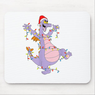 Funny Cute Dragon Figment Lights Christmas Santa M Mouse Pad