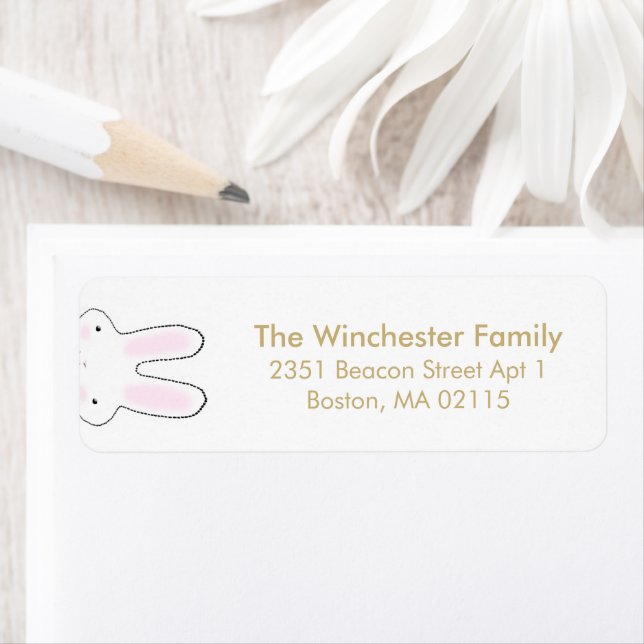 Funny cute Easter bunny gold white address (Insitu)