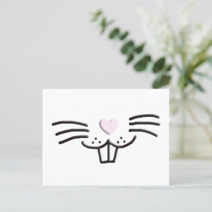 Funny cute Easter bunny rabbit face illustration Holiday Postcard