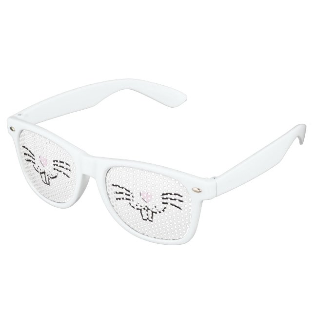 Funny cute Easter bunny rabbit face illustration Retro Sunglasses (Angled)