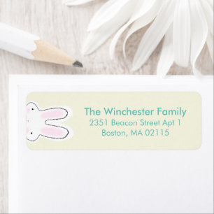 Funny cute Easter bunny teal cream address