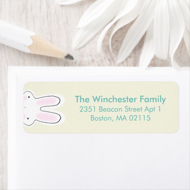 Funny cute Easter bunny teal cream address (Insitu)