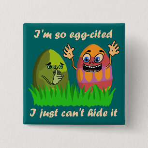 Funny Cute Easter Eggs Cartoon 15 Cm Square Badge