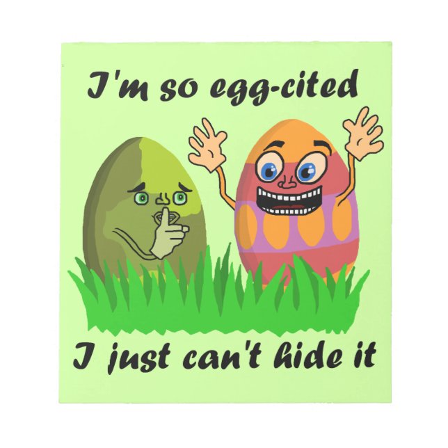 Funny Cute Easter Eggs Cartoon Notepad (Front)