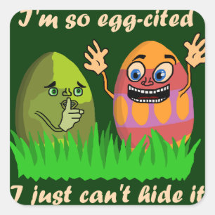 Funny Cute Easter Eggs Cartoon Square Sticker