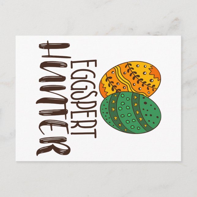 Funny Cute Easter Pun Eggspert Hunter Quote Postcard (Front)