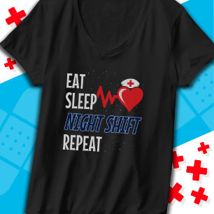 Funny Cute Eat Sleep Night Shift Repeat Nurse T-Shirt