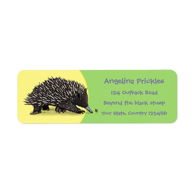 Funny cute echidna with bee cartoon (Front)