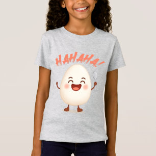 Funny Cute Egg Cartoon Girls Fine Jersey T-Shirt