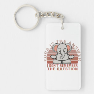 Funny cute elephant doing yoga. funny yoga design key ring