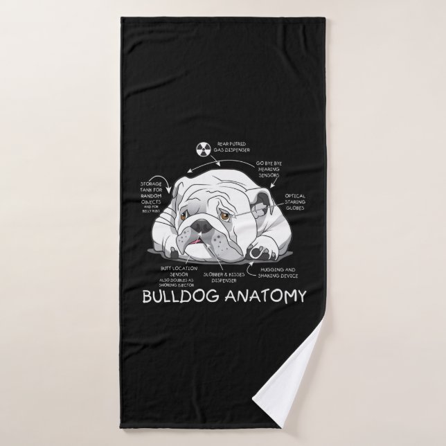Funny Cute English Bulldog Anatomy Dog Biology Bath Towel (Bath Towel)