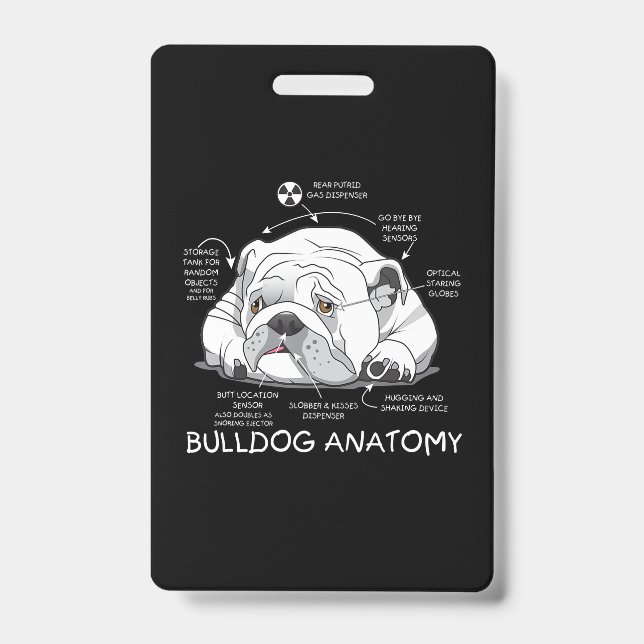 Funny Cute English Bulldog Anatomy Dog Biology ID Badge (Front)