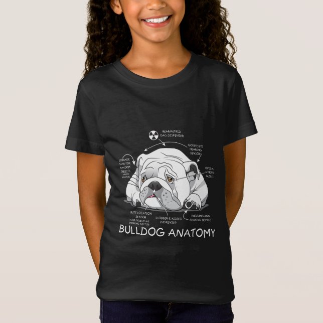 Funny Cute English Bulldog Anatomy Dog Biology T-Shirt (Front)